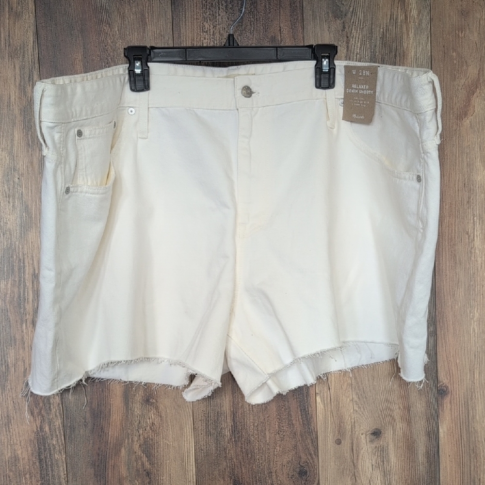 NWT Madewell White Relaxed Mid Rise Denim Shorts 28W